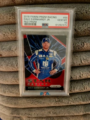 2018 Panini Prizm Dale Earnhardt Jr. Nascar Red Prizm Star Gazing /75 PSA 10 GEM - Image 1 of 2