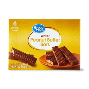 Great Value Peanut Butter Wafer Bars 2oz 6 Pack – Crunchy & Creamy Treat - Picture 1 of 5