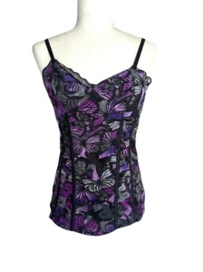 No Boundaries Womens Y2K Babydoll Tank Top M Purple Butterfly Lace Fairy Whimsy - Picture 1 of 11