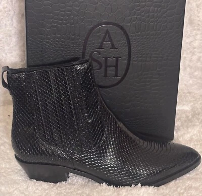 Botín Ash para mujer FLOYD BIS negro de cuero en relieve talla 41 M cierre de cremallera Foto 1 de 4