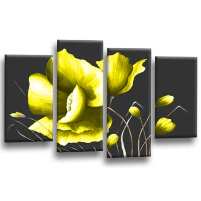 Floral Wall Art Yellow Living Room Bedroom Framed Canvas Picture Ready to Hang - Image 1 of 4