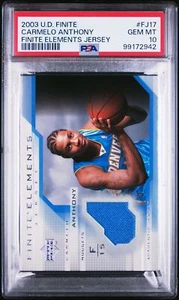 2003 Upper Deck Finite Carmelo Anthony RC Elements Jersey Pop 13 #FJ17 PSA 10 - Picture 1 of 2