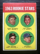 1963 Topps 496 RC Rookie Steve Dalkowski Orioles Vgex