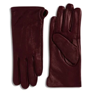 Womens Berry Brown Leather Driving Winter Gloves - Picture 1 of 1