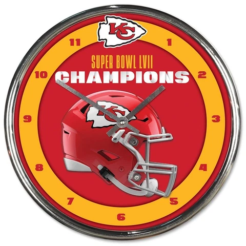 Kansas City Chiefs Super Bowl LVII Champions 12" Chrome Round Clock Cover