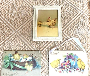 Easter Yellow Spring Chick Chickens Chicks Wooden Wall Door Hanging Plaque Set - Picture 1 of 3