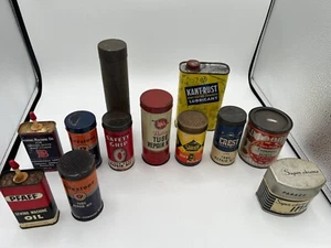 Lot of 12 Vintage Tins Tube Repair Sewing Oil Lubricant Parker Ink - Picture 1 of 8
