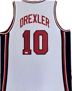 Clyde Drexler Signed Autographed Custom White/Blue/Red Jersey JSA Authentication - Picture 1 of 3
