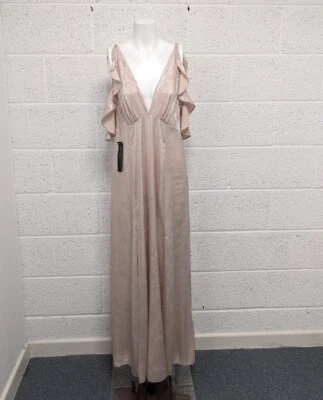 Maxi Vestido Topshop Plunge Rosa Metálico Noche Ocasión Boda Reino Unido 14 - Nuevo Foto 1 de 4