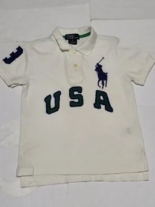 (#A1) Polo by Ralph Lauren Size Toddler 4T Short Sleeve White USA Polo Shirt - Picture 1 of 5