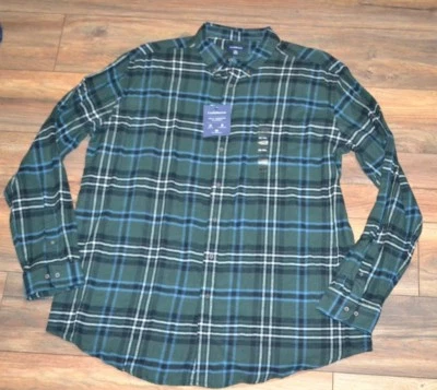 Croft & Barrow True Comfort Flannel Big & Tall Collection Green Plaid Shirt - Image 1 of 2