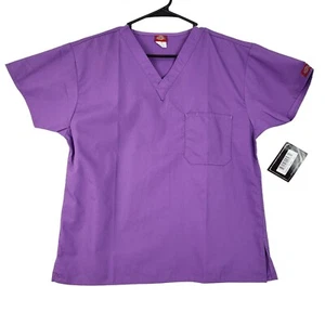 Dickies Scrubs Top Women's Extra Small Medical V Neck Short Sleeve Pockets - Picture 1 of 7