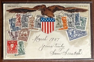 USA 1800'S EMBOSSED STAMP ON STAMP ON POSTCARD STAMPS ON STAMPS -P18180 - Picture 1 of 1