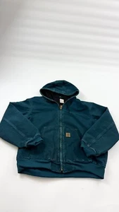 Carhartt Jacket Mens 2XL Blue Canvas Sandstone Active USA Hooded J25 DTL Vtg - Picture 1 of 11
