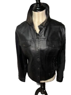 Chaqueta a Presión Informal FMC de Cuero Negra para Motocicleta Moto Forrada Para Mujer Talla M Usada en Excelente Condición Foto 1 de 4