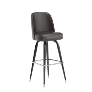 Commercial Quality Metal Restaurant Barstool with Brown Vinyl Swivel Bucket Seat - Picture 1 of 9