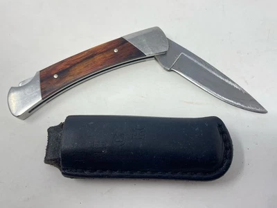 BUCK Esquire Script 501 USA Pocket Knife With Leather Sheath Pre- Date Code - Image 1 of 4