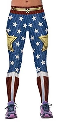 Mujer Maravilla Estrellas Logo Leggings Pantalones de Entrenamiento Talla Grande Elastizados Cómodos Foto 1 de 4