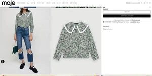 Maje Petal Collar Floral Blouse Size 2 US S - Picture 1 of 14