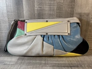 Borsa vintage ITALIANA ALTA MODA multicolore anni 80 rosa blu nero giallo - Foto 1 di 12