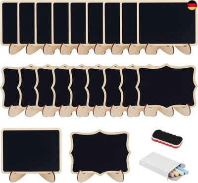 DKINY 20 Mini Kreidetafel Set, Klein Holz Kreidetafel mit Ständer, Holz Tafeln  - Bild 1 von 4