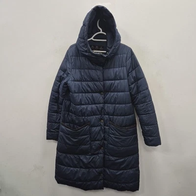 Barbour Milton Quilted Fibredown Navy Country Chic Puffer Parka Coat Size Uk 10 - Image 1 of 4