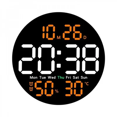 10Inch LED Digital Wall Clock Temperature Humidity Date Week Display Alarm Clock - Image 1 of 4