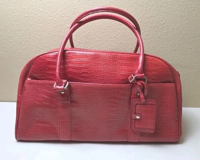 Bolso de Lona Vintage Bath And Body Works Bolso de Noche Rojo Imitación Cuero Caimán Foto 1 de 4