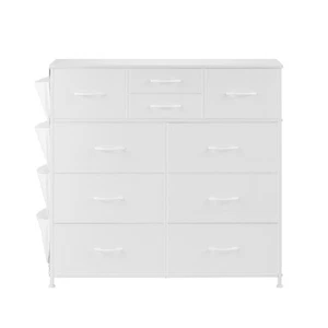 10 Drawer Dresser Fabric Storage Drawers Fabric Bins & Steel Frame White - Picture 1 of 12