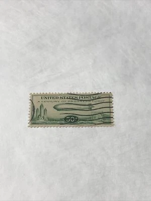 US C18 USED / XF Baby Graf Zeppelin Air Mail Neat Black Cancellation Beautiful - Image 1 of 4