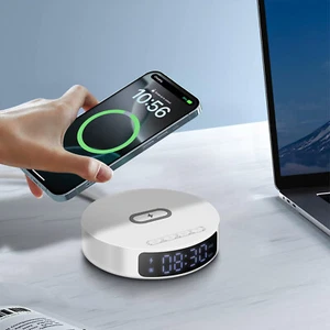 Wireless Charger Digital Alarm Clock For iPhone 16 Pro Max Samsung S25 Edge S24+ - Picture 1 of 14