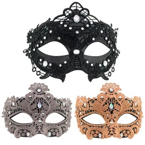 WOMENS MASQUERADE Mask Venetian Lace Diamante | FILIGREE | Fancy Dress PROM BALL - Picture 1 of 7