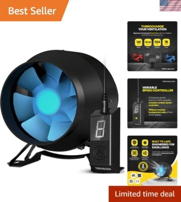 4 Inch Inline Fan ECMF-100 - Quiet HVAC Grow Tent Fan with Digital Speed Cont... - Image 1 of 4