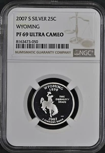 2007 S Silver Wyoming State Statehood Quarter 25C NGC PF69 Ultra Cameo - Picture 1 of 2