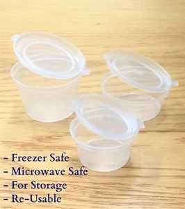 Contenedor con tapa con bisagras tazas de salsa reutilizable de plástico transparente | entrega/para llevar/bañera/olla - Imagen 1 de 3