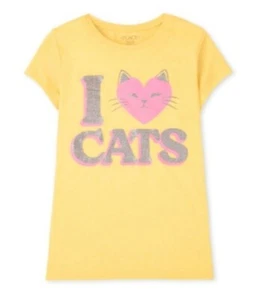 Girls Cat Graphic Tee Size Small (5/6) Color Sunset Gold New With Tag - Picture 1 of 2