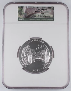 2011 P Chickasaw America the Beautiful 5 oz Silver Coin SP70 NGC Early Releases - Picture 1 of 4