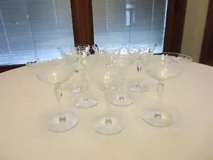 Set of 8 Standard Glass Depression Era Champagne Tall Sherbets Optic Bowl Gray C - Picture 1 of 6