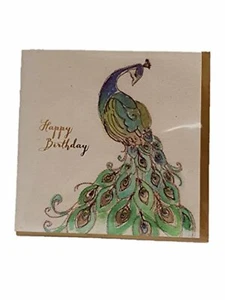 Blue Eyed Sun - Broderie Range - Happy Birthday Peacock Card - Picture 1 of 1