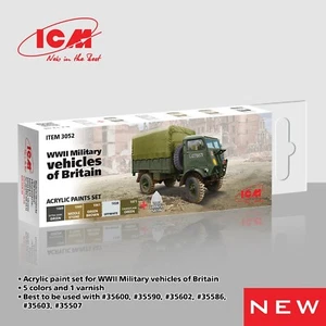 Acrylfarben Set WWII Militärfahrzeuge Großbritannien grau braun grün weiß ICM3052 - Bild 1 von 7