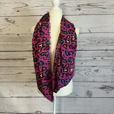 Betsey Johnson Scarf Womens One Size Pink Colorful Cheetah Print Infinity - Image 1 of 4
