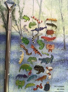 Puffy lizards Turtles Frogs Sticker Sheet Scrapbooking Junk Journal - Picture 1 of 5