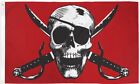 Crimson Pirate Flag 3x5ft Jolly Roger Skull Red Pirate Flag Swords Eye Patch