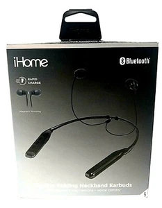 iHome Bluetooth Neckband Earbuds Voice Control Melody Siri Google Black iB82B - Picture 1 of 2