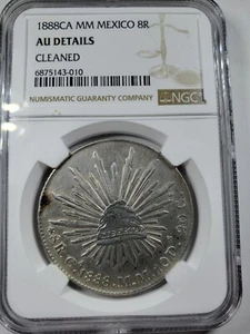 Mexiko 1888Ca MM NGC AU DETAILS GEREINIGT 8 Reales zirkulierte Silbermünze - Bild 1 von 4