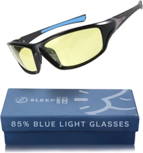 Black Sports Blue Light Glasses - Photochromic Lens Blocks 85% of Blue Light to - Picture 1 of 12