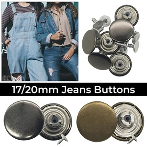 17/20MM Jeans Buttons Denim Replacement with Pins for Leather Coat Bag 10-500pcs - Picture 1 of 20