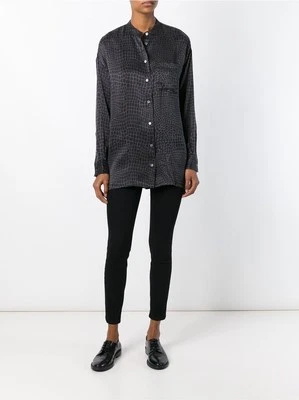 NUEVO EQUIPO Camisa Melodía Estampada Seda Lavada-Negro Verdadero Talla M $288 #T632 Foto 1 de 4