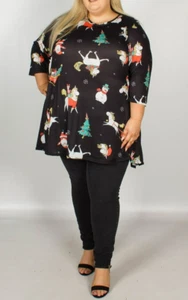 New Simply Be Black CHRISTMAS UNICORN Print Swing Dress Tunic PLUS Size 20 - Picture 1 of 1