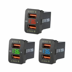 36W 2*USB Port QC3.0 Car Socket Fast Charger With Voltage Display For Toyota C - Picture 1 of 21
